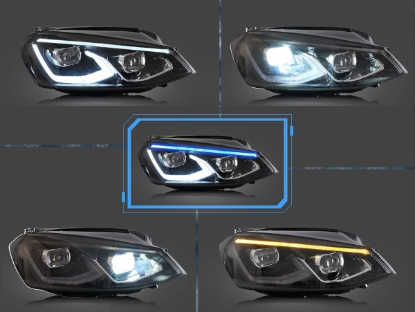 Voll Led Scheinwerfer für VW Golf 7 12-17 schwarz chrom mit Startanimation und Led Blinker
