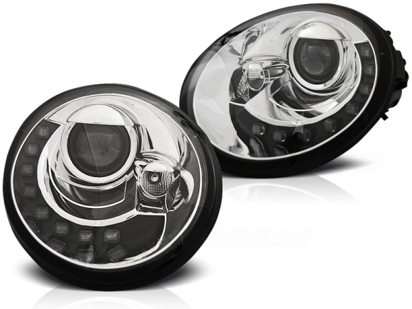 Led Tagfahrlicht-Optik Scheinwerfer für VW New Beetle 1997-2005 chrom