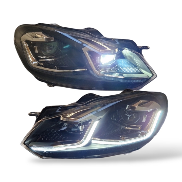 Led Scheinwerfer passend für VW Golf 6 08-12 schwarz chrom sequentieller Blinker
