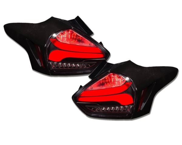 LED Rückleuchten für Ford Focus MK3 Facelift 09/2014+ schwarz smoke dynamischer Blinker Sonar