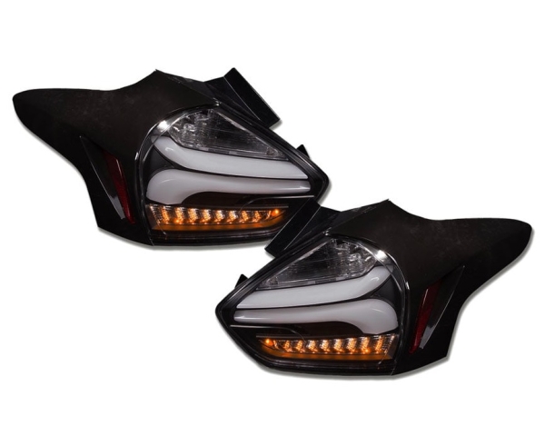 LED Rückleuchten für Ford Focus MK3 Facelift 09/2014+ schwarz smoke dynamischer Blinker Sonar