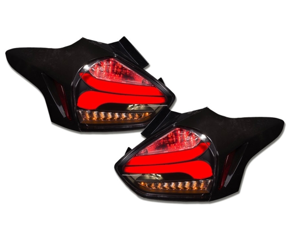 LED Rückleuchten für Ford Focus MK3 Facelift 09/2014+ schwarz smoke dynamischer Blinker Sonar