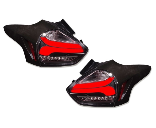LED Rückleuchten für Ford Focus MK3 Facelift 09/2014+ schwarz smoke dynamischer Blinker Sonar