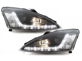 Scheinwerfer für Ford Focus 01-04 Tagfahrlicht-Optik schwarz AGXB