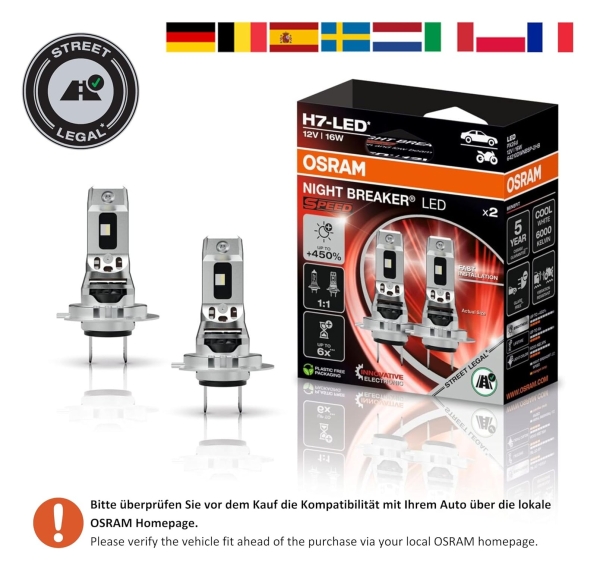 OSRAM NIGHT BREAKER LED H7 Speed 450 64210DWNBSP Set