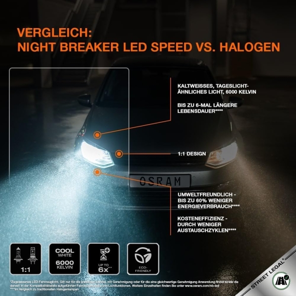 OSRAM NIGHT BREAKER LED H7 Speed 450 64210DWNBSP Set