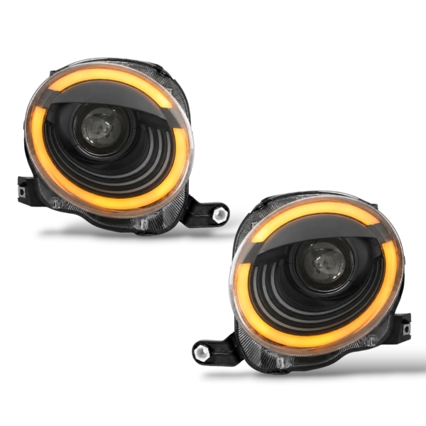Voll-Led Scheinwerfer für Fiat 500 07-24 Led-Tagfahrlicht Led-Blinker schwarz für Xenon
