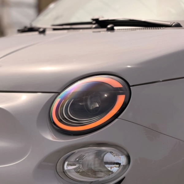 Voll-Led Scheinwerfer für Fiat 500 07-24 Led-Tagfahrlicht Led-Blinker schwarz für Xenon
