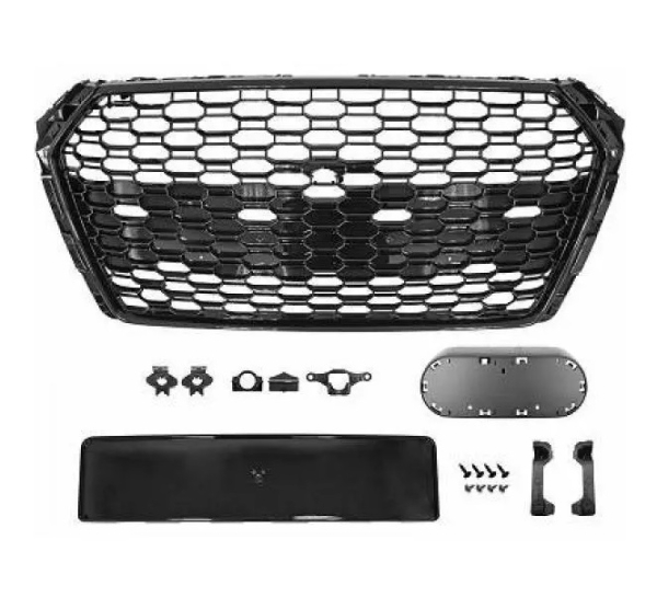 Frontgrill für Audi A4 B9 2015-2019 Kühlergrill Wabengrill Grill für Emblem schwarz glänzend PCD