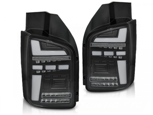 Voll LED Rückleuchten für VW T5 2010-2015 schwarz klar Laufblinker Flügeltürer