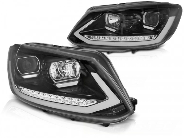 Lightbar Tagfahrlicht Scheinwerfer schwarz für VW Touran 1T GP2 08/10-15 dynamischer Blinker
