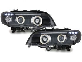 LED Angel Eyes Scheinwerfer für BMW X5 99-03 E53 schwarz Sonar