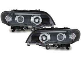 LED Angel Eyes Scheinwerfer für BMW X5 99-03 E53 schwarz Sonar
