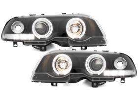 LED Angel Eyes Scheinwerfer für BMW E46 Coupe und Cabrio 98-03 schwarz S
