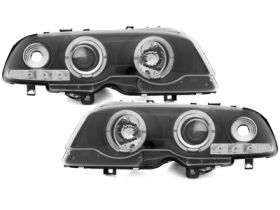 LED Angel Eyes Scheinwerfer für BMW E46 Coupe und Cabrio 98-03 schwarz S