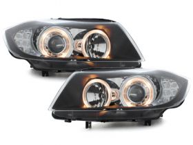 Angel Eyes Scheinwerfer für BMW E90 E91 05-08 LED Blinker schwarz
