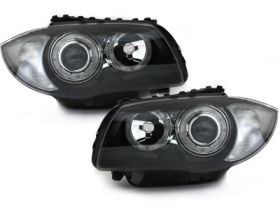 Highpower-LED Angel Eyes Scheinwerfer  für BMW 1er E87 E81 04-11 schwarz black