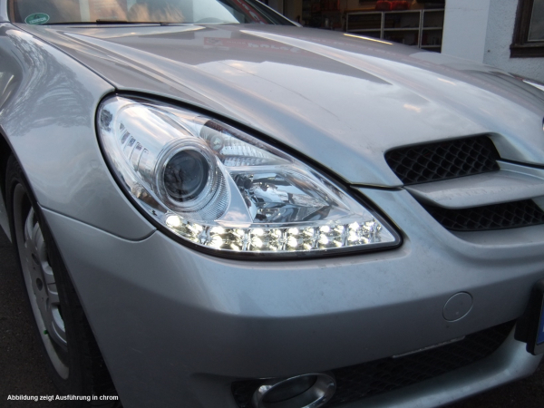 LED TAGFAHRLICHT Xenon Scheinwerfer schwarz für MERCEDES BENZ SLK R171 04-11