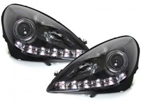 LED TAGFAHRLICHT Scheinwerfer schwarz für MERCEDES SLK R171 04-11