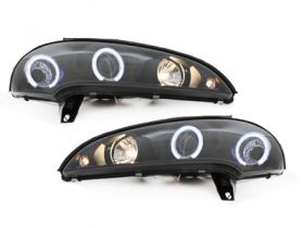 Scheinwerfer für Opel Tigra 94-00 2 Led Standlichtringe schwarz