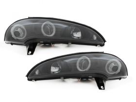Scheinwerfer für Opel Tigra 94-00 2 Led Standlichtringe schwarz