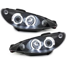 CCFL Angel Eyes Scheinwerfer für Peugeot 206 98-07 schwarz