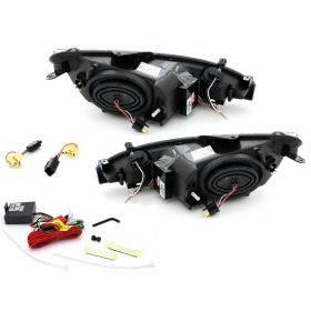 LED TAGFAHRLICHT Scheinwerfer für Peugeot 206 98-07 black schwarz