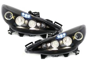 LED Angel Eyes Scheinwerfer für Peugeot 207 06+ schwarz