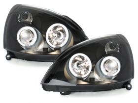 Scheinwerfer für Renault Clio MK3 01-05 CCFL Standlichtringe schwarz
