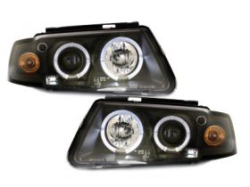 LED Angel Eyes Scheinwerfer für VW Passat 3B 96-00 2 Standlichtringe schwarz