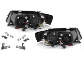 LED Angel Eyes Scheinwerfer für VW Passat 3B 96-00 2 Standlichtringe schwarz
