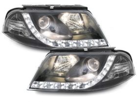 Scheinwerfer für VW Passat 3BG 00-04 Tagfahrlicht-Optik schwarz Sonar