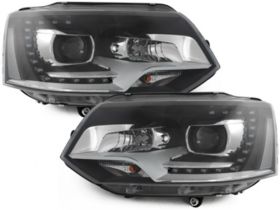 LED Tagfahrlicht Scheinwerfer für VW T5 Facelift 09-15 schwarz + OSRAM