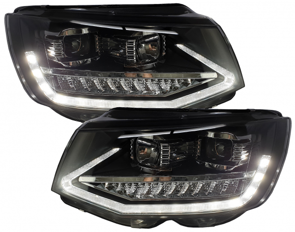 Scheinwerfer für VW T6 15-19 Led Tagfahrlicht dynamischer Blinker schwarz V1