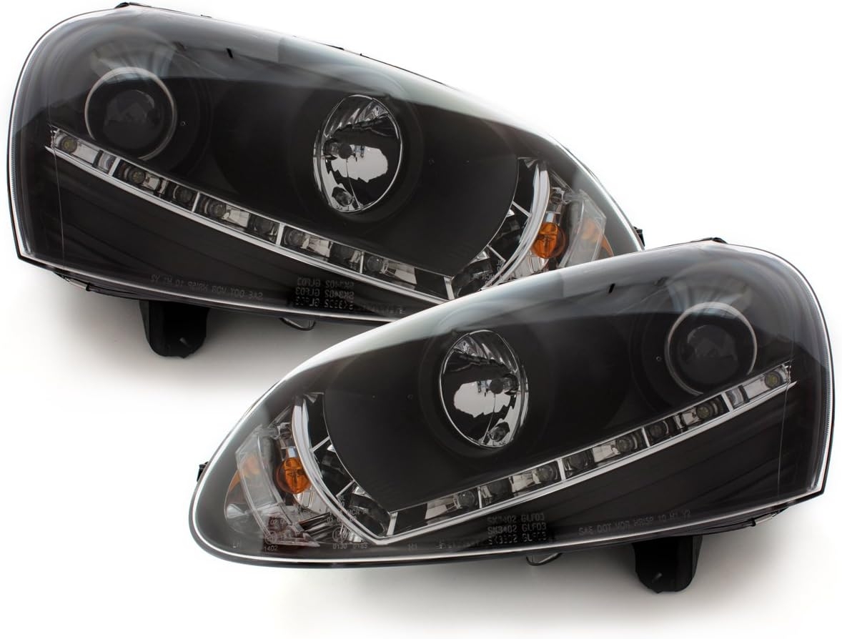LED TAGFAHRLICHT Scheinwerfer für VW Golf 5 V 03-09 black schwarz
