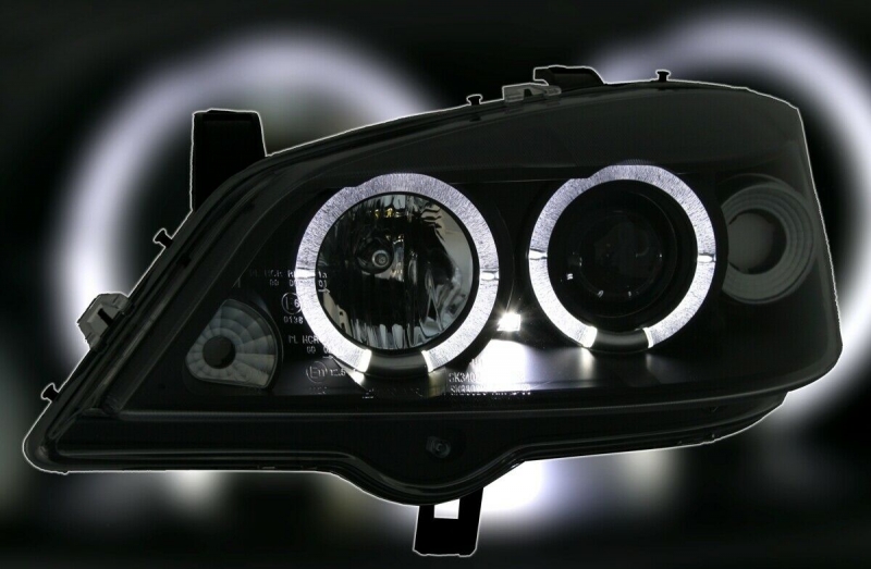 Led Angel Eyes Scheinwerfer für Opel Astra G 98-04 schwarz