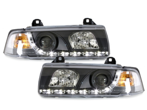 LED TAGFAHRLICHT Scheinwerfer für BMW E36 Coupe Cabrio 92-98 black schwarz