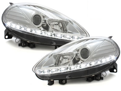 LED TAGFAHRLICHT Scheinwerfer für Fiat Punto Evo 09-11 chrom