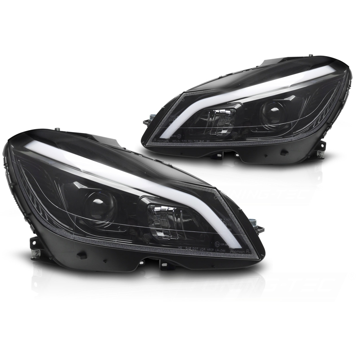 Scheinwerfer für Mercedes Benz S204 W204 C-Klasse 2011+ schwarz Led Lightbar Tagfahrlicht-Optik