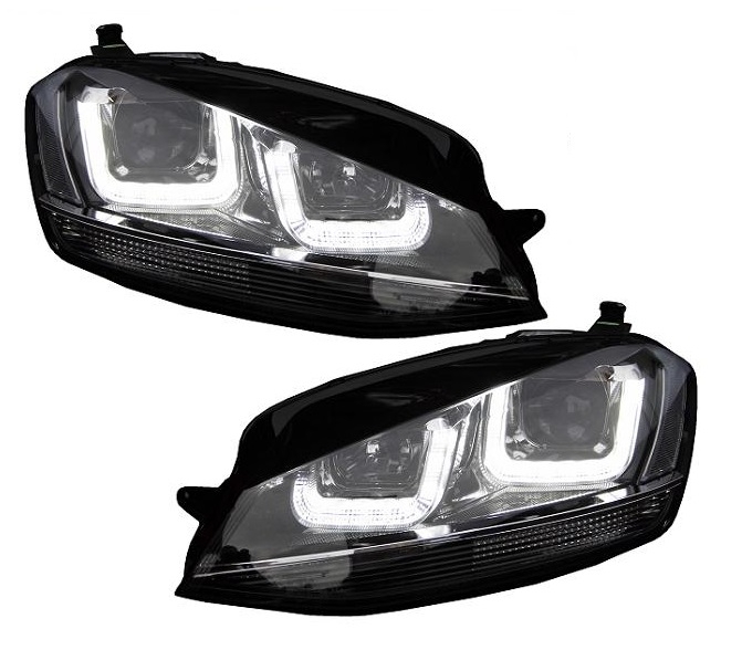 Led Tagfahrlicht Scheinwerfer für VW Golf 7 12-17 schwarz chrom