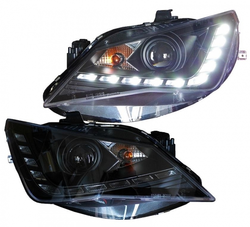LED TAGFAHRLICHT Scheinwerfer für Seat Ibiza 6J 12+ Facelift schwarz