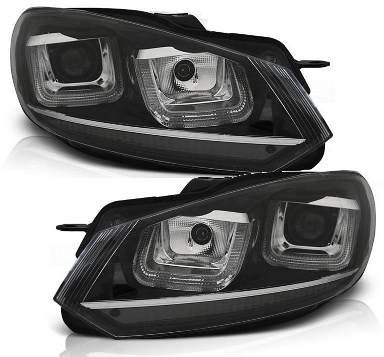 Tagfahrlicht Scheinwerfer für VW Golf 6 VI 08-12 schwarz-chrom Golf 7-Look