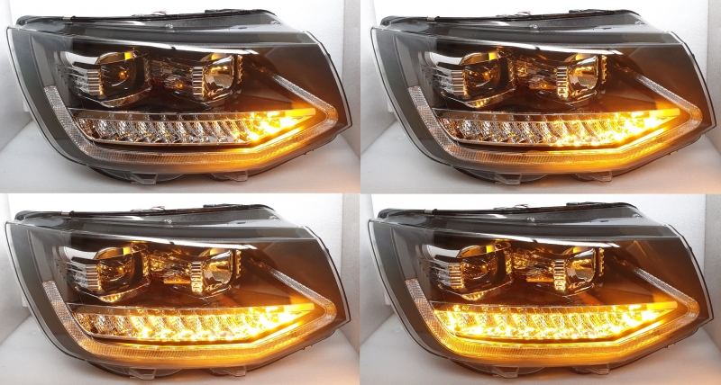 Scheinwerfer für VW T6 15-19 Led Tagfahrlicht dynamischer Blinker schwarz V1
