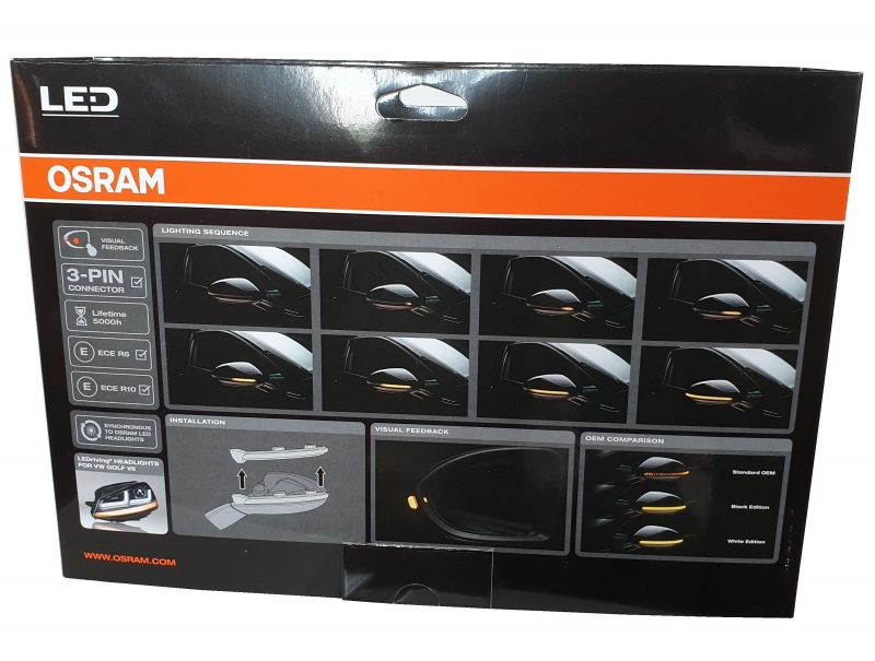 OSRAM Dynamischer LED Spiegelblinker für VW Golf 7 Touran 5T Sportsvan Laufblinker WHITE-EDITION