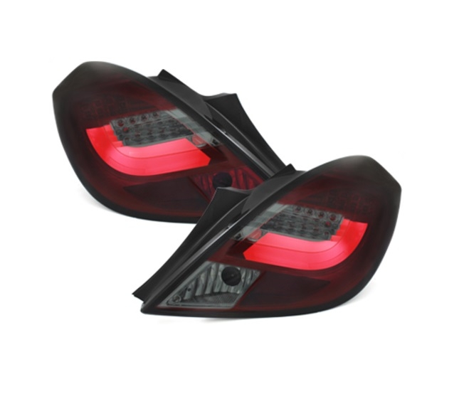 LED Rückleuchten für Opel Corsa D 06-14 3-Türer red/smoke dunkelrot OPC-Optik