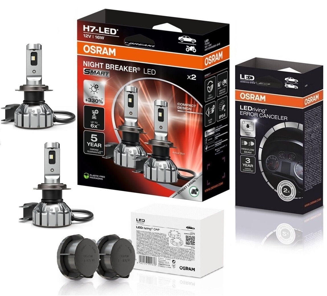 OSRAM NIGHT BREAKER H7 LED 330% Set für VW Passat 3C B7 10-14 EC02 CAP01