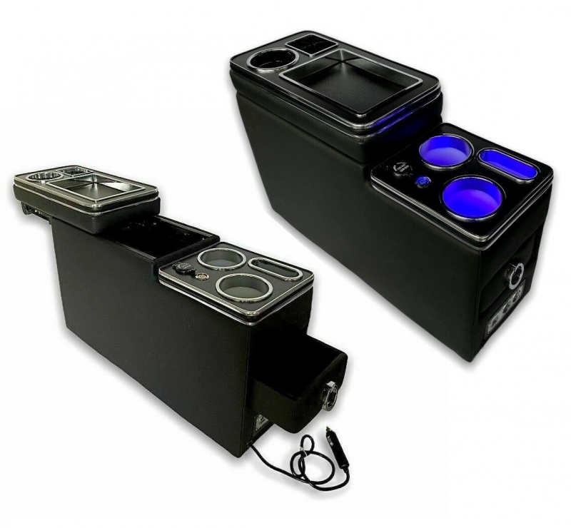 Mittelkonsole schwarz universell USB LED passend für Opel Vivaro