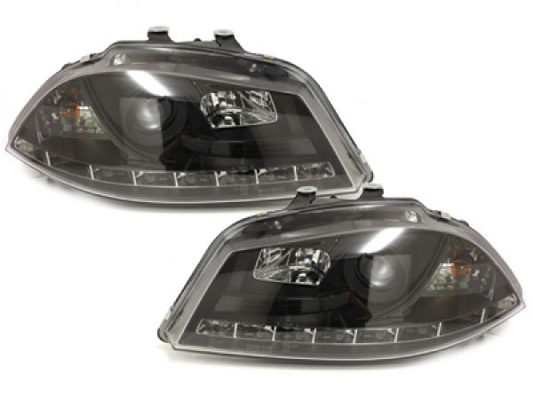 LED TAGFAHRLICHT Scheinwerfer für Seat Ibiza 6L 03-08 black schwarz
