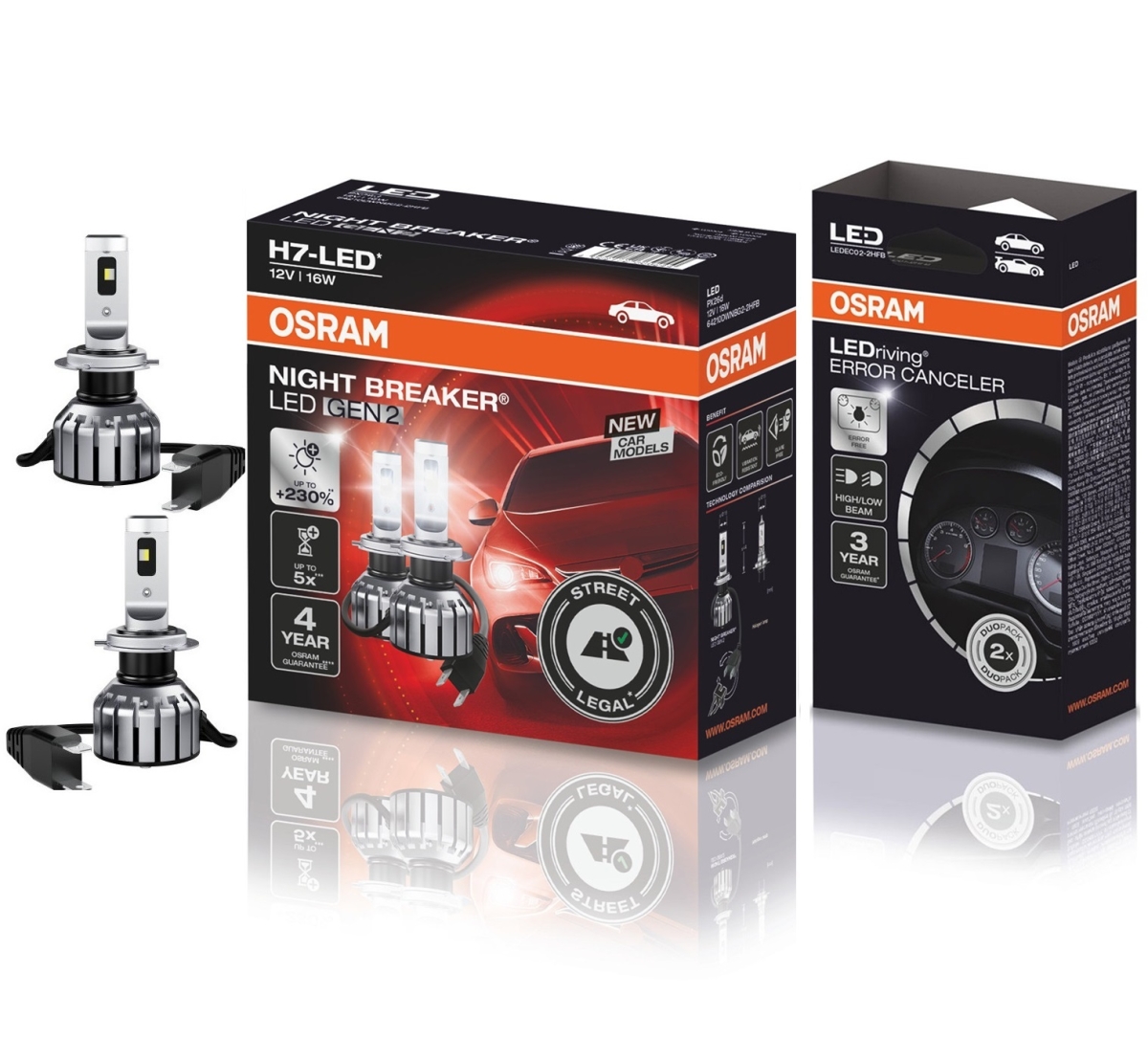OSRAM NIGHT BREAKER H7 LED 230% Set für BMW F2GT F46 2014- mit Canbus-Modul