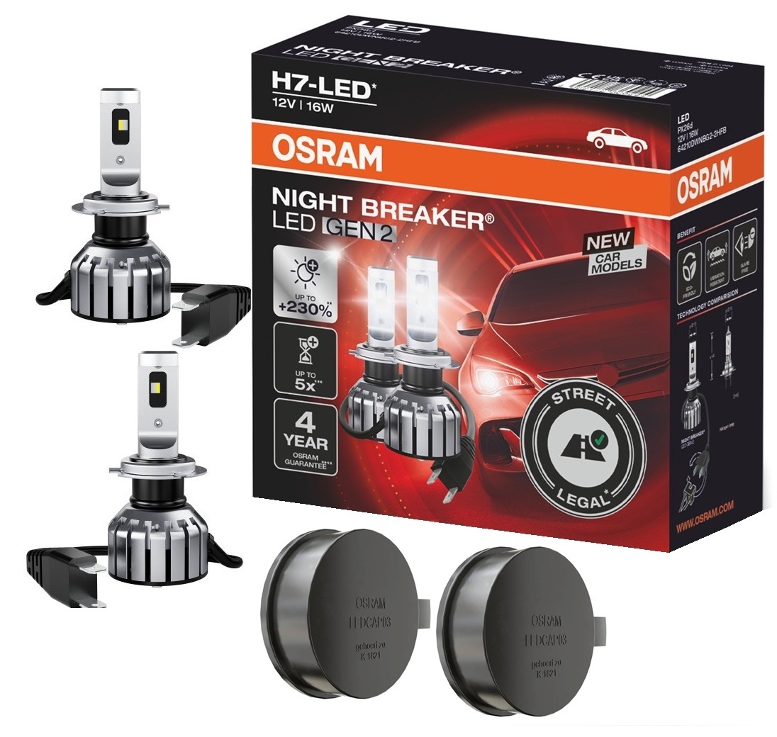 OSRAM NIGHT BREAKER H7 LED 230% Set für Audi A1 GB 2018+